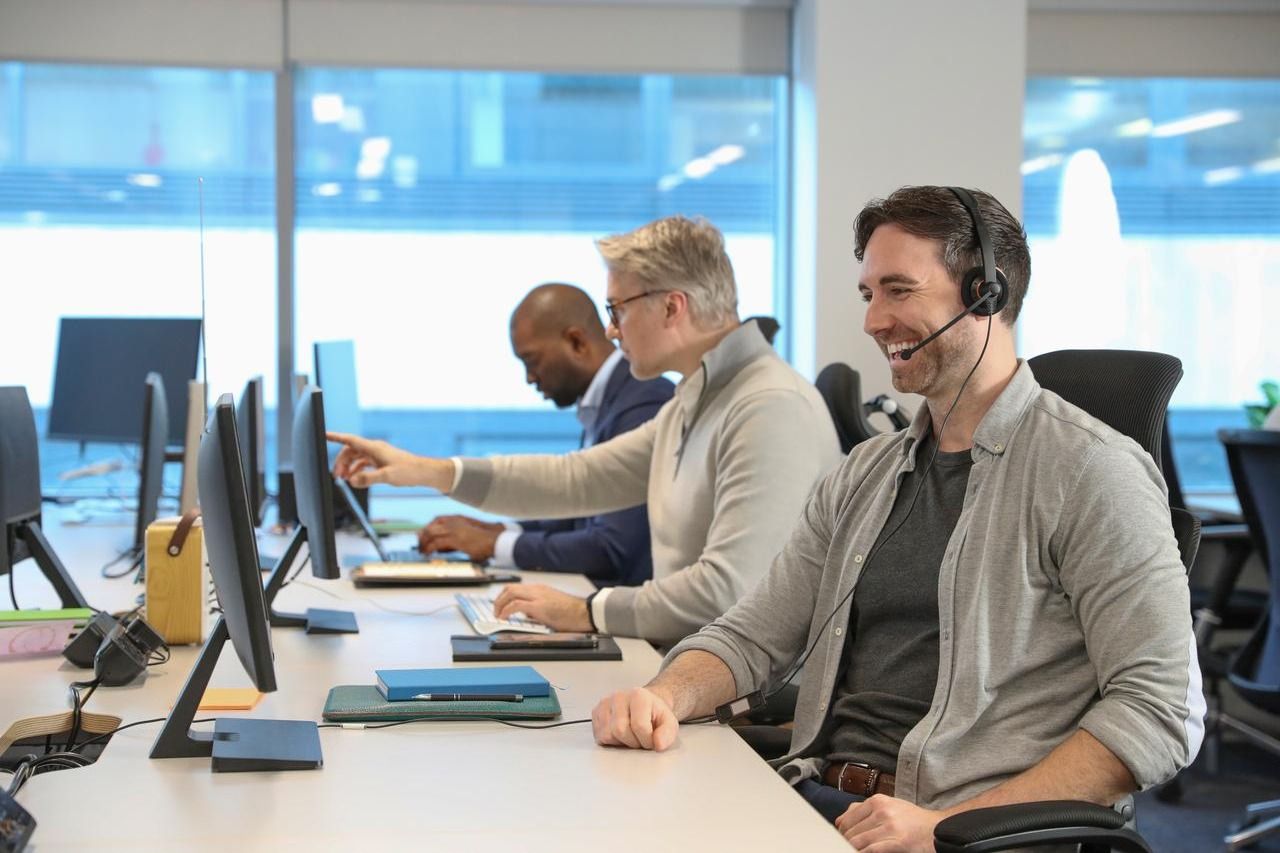 Contact center team at their desks