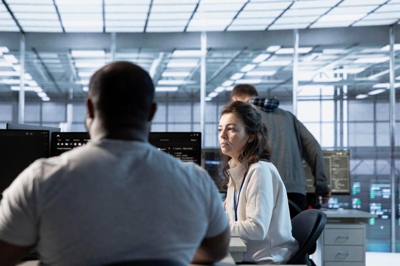 Security team at monitoring stations
