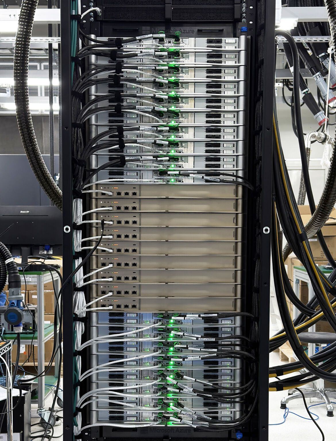 Server rack with network cabling