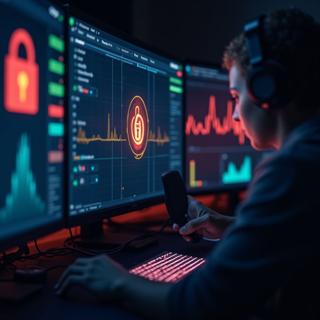 Security analyst at red and teal dashboards