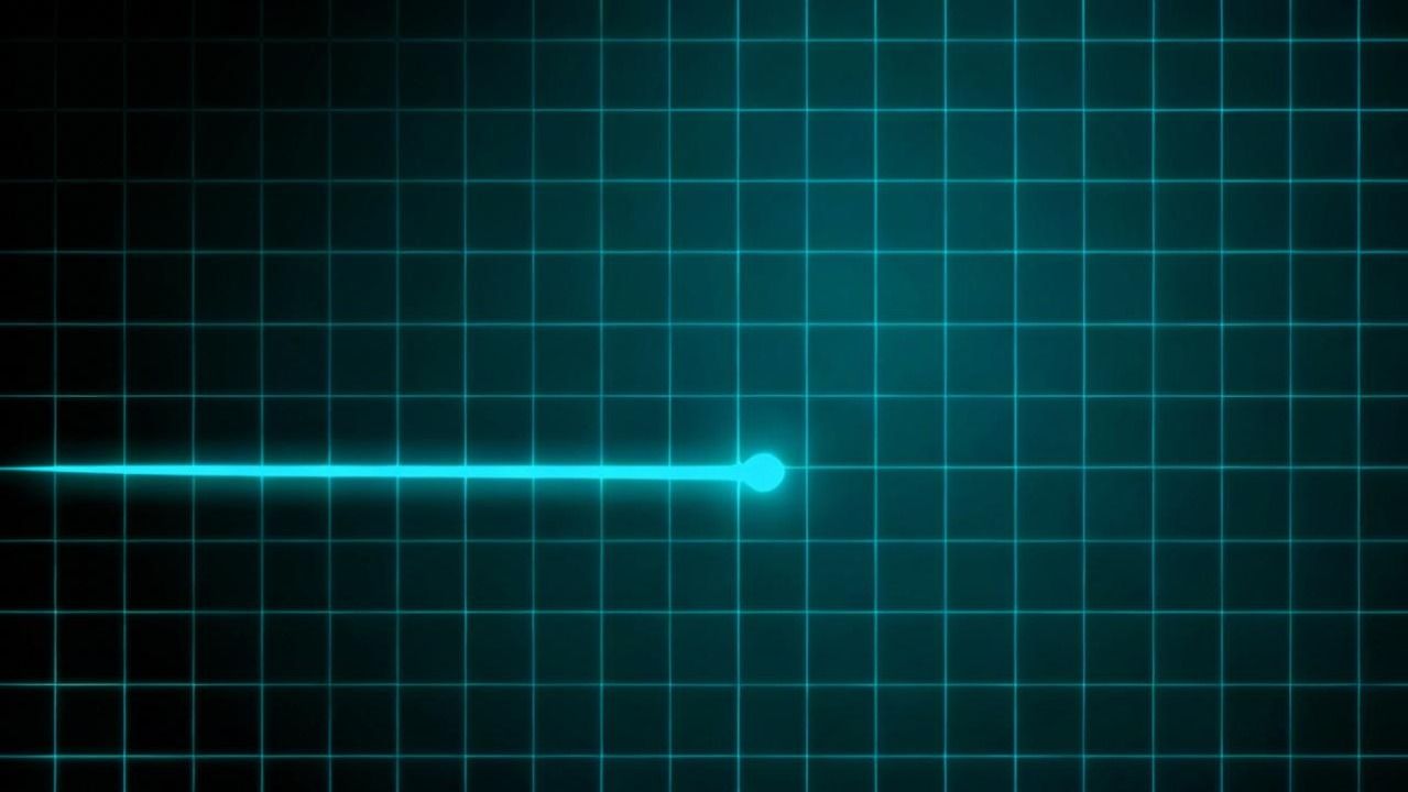 Flat line on a glowing grid