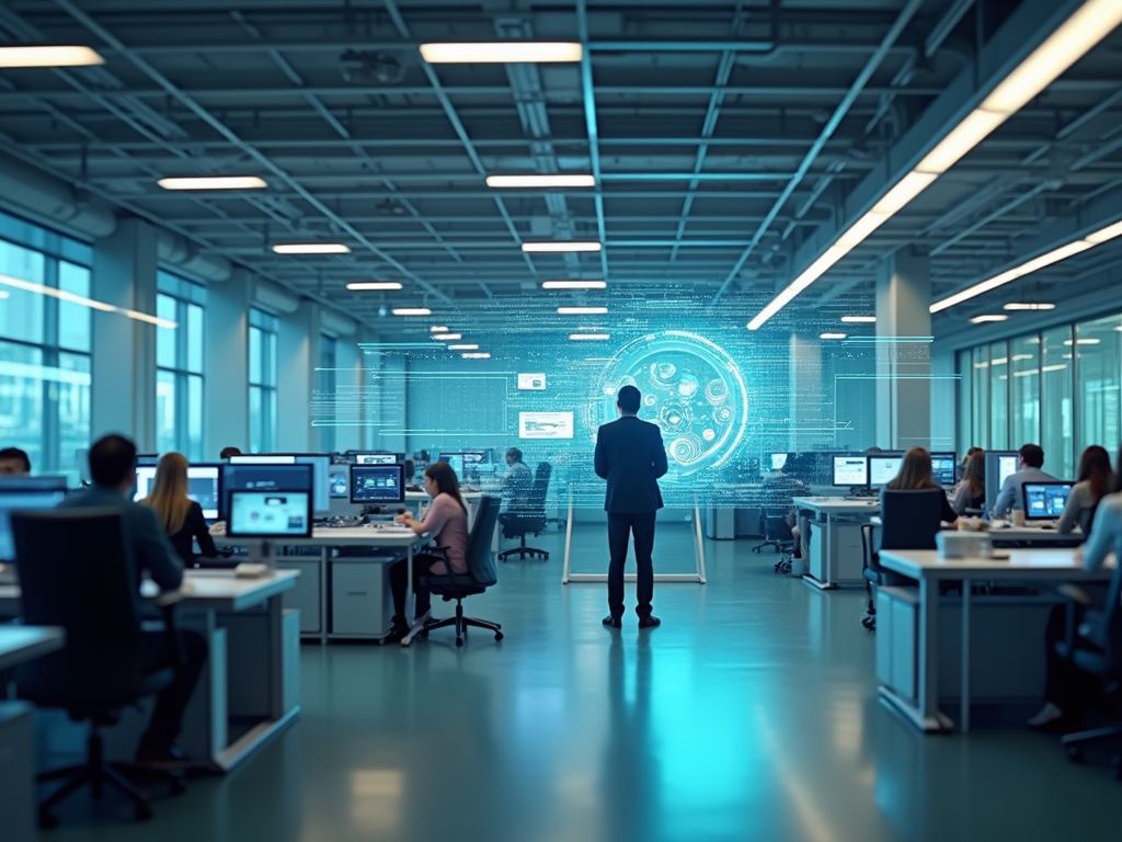 An open-plan technology office