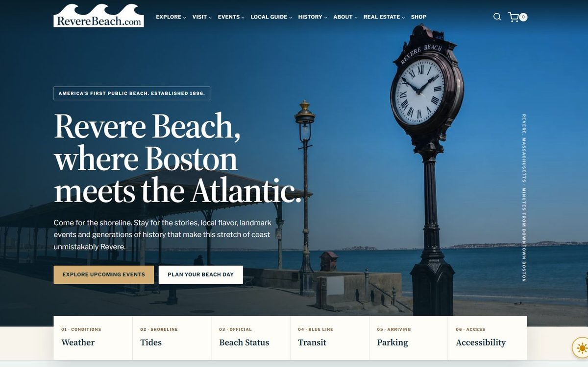 RevereBeach.com homepage after the rebuild