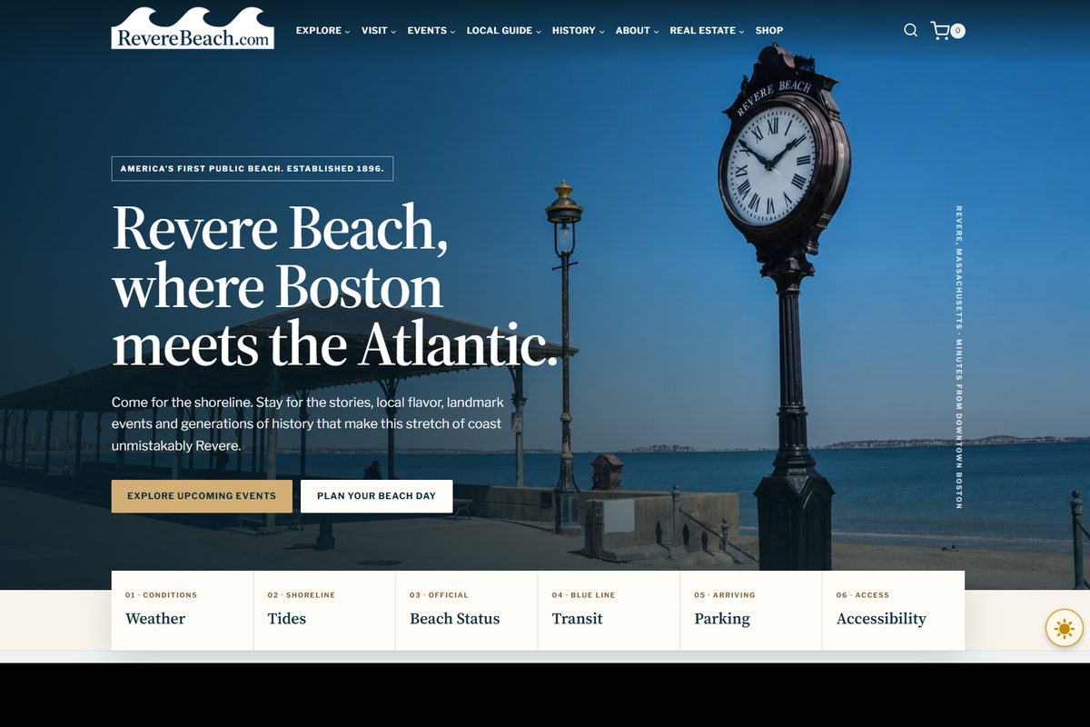 RevereBeach.com homepage after the rebuild