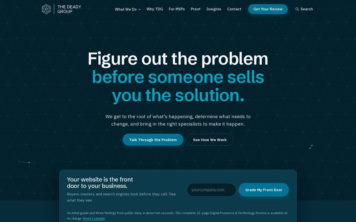 The Deady Group homepage on the rebuilt site